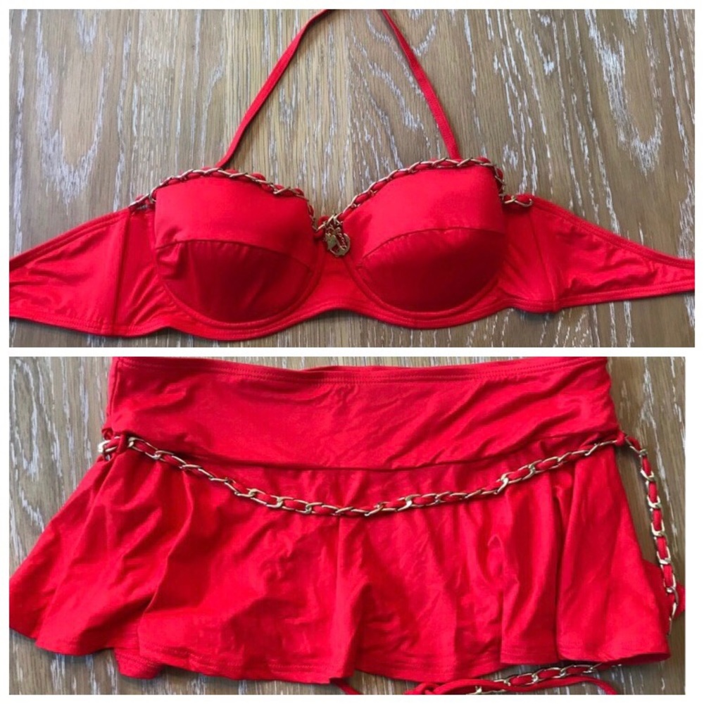 New Juicy Couture Anchor Bikini Top and Skirt